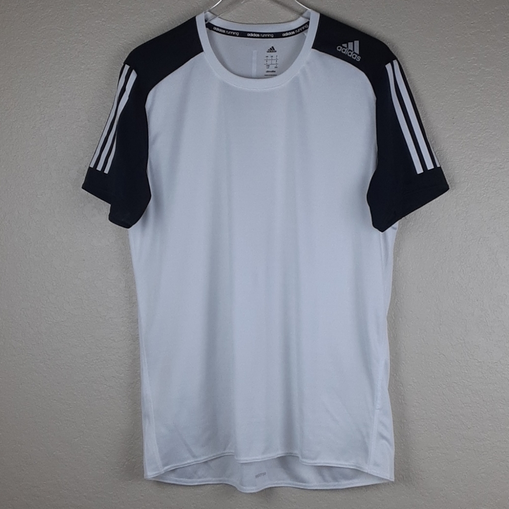 Men's Adidas Breathable Athletic Running Shortsleeve Tee, Black and White